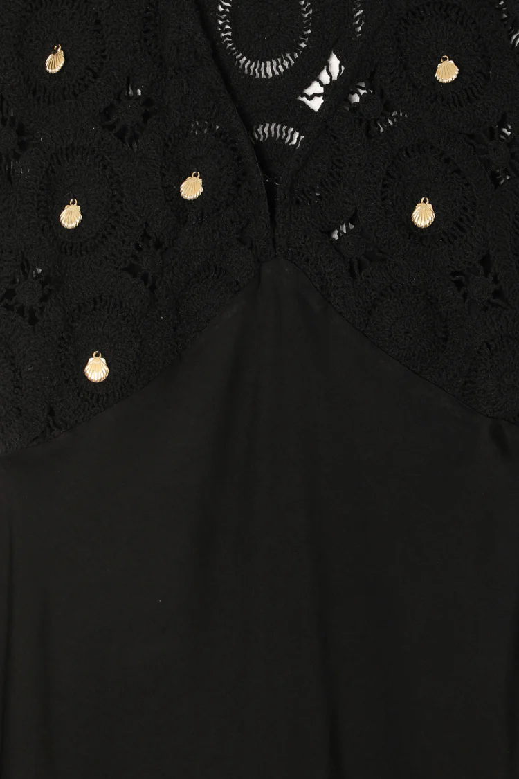 Black Crochet Shell Elodie Dress Petite - Image 14