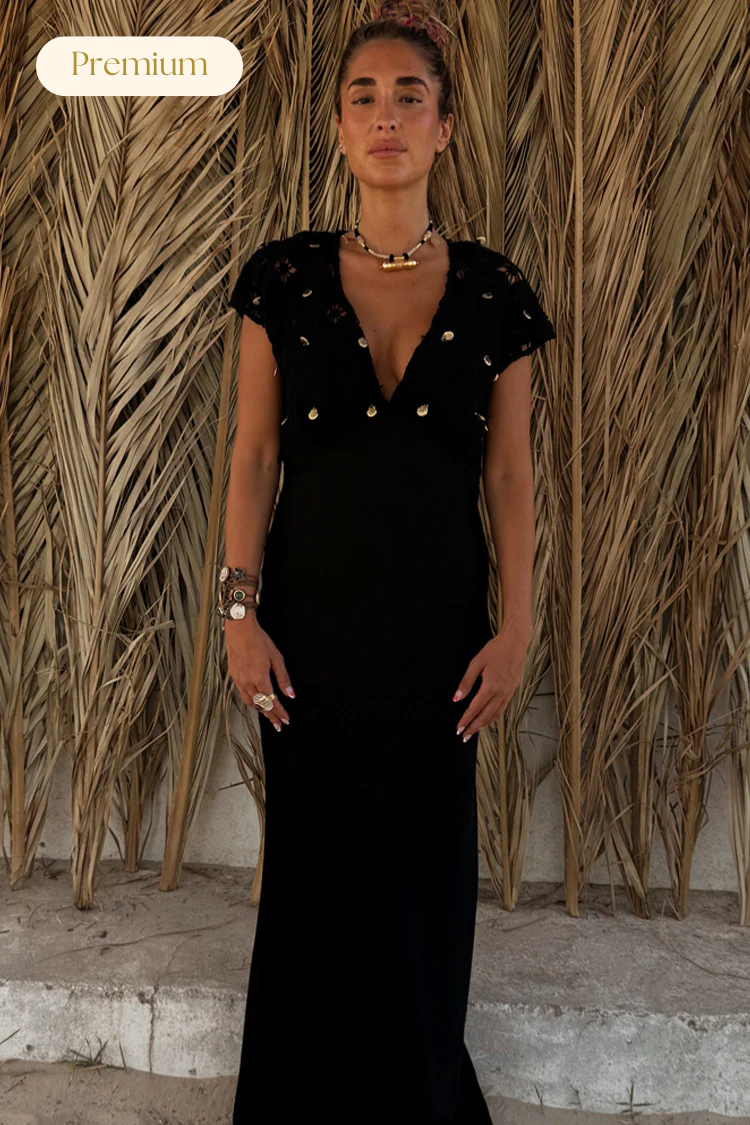 Black Crochet Shell Elodie Dress Petite - Image 5