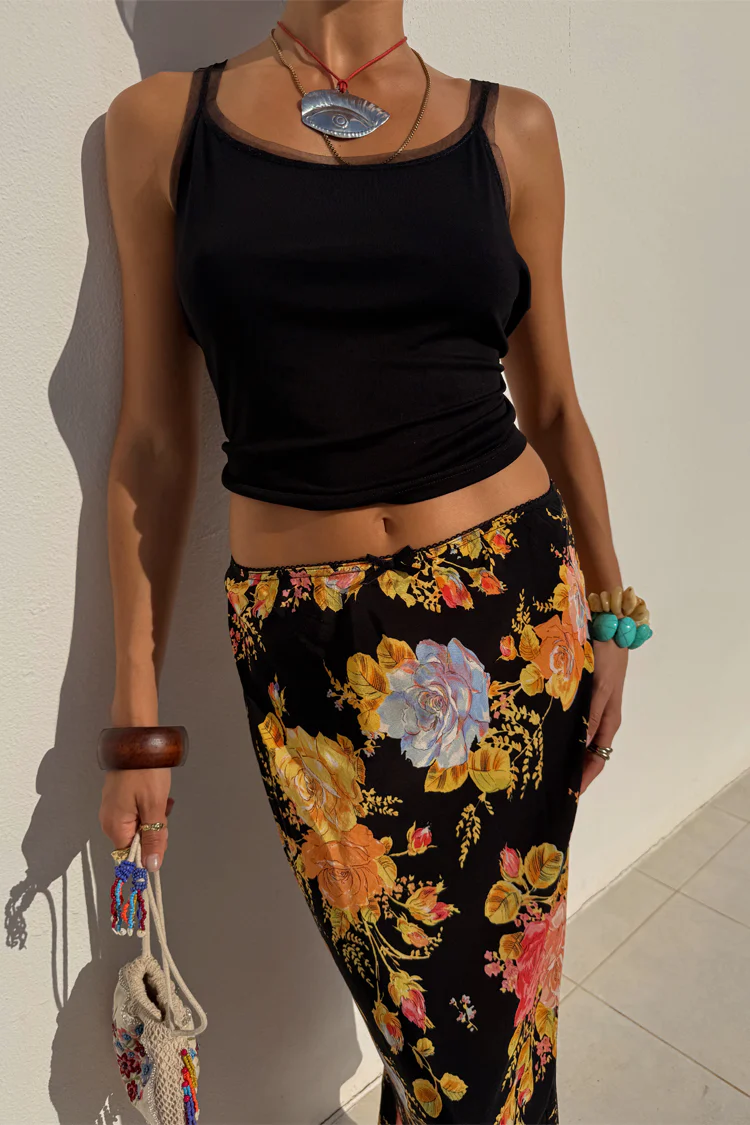 Black Floral Sofia Maxi Skirt - Image 5