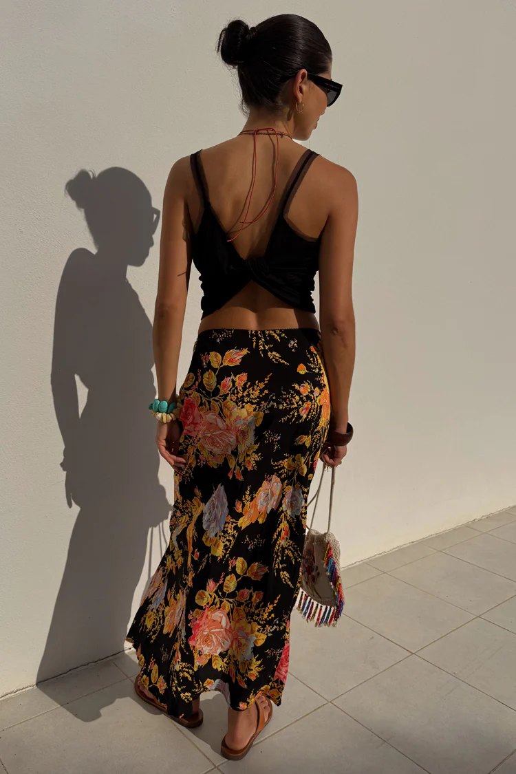 Black Floral Sofia Maxi Skirt - Image 7