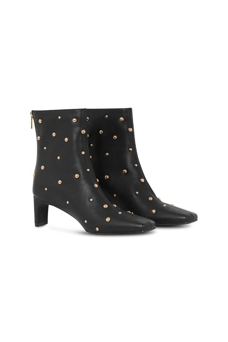Black Leather Boots with Gold Studs - Image 9