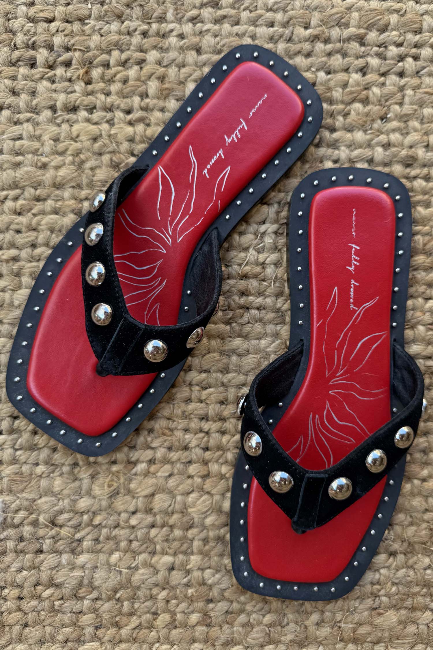 Black Leather Stud Sandals - Image 5
