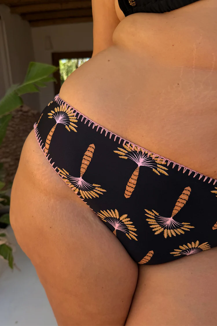 Black Palm Embroidered High Leg Brief - Image 8