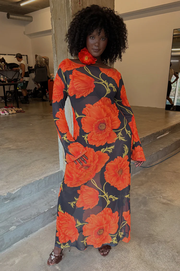Black Poppy Aria Mesh Dress - Image 8