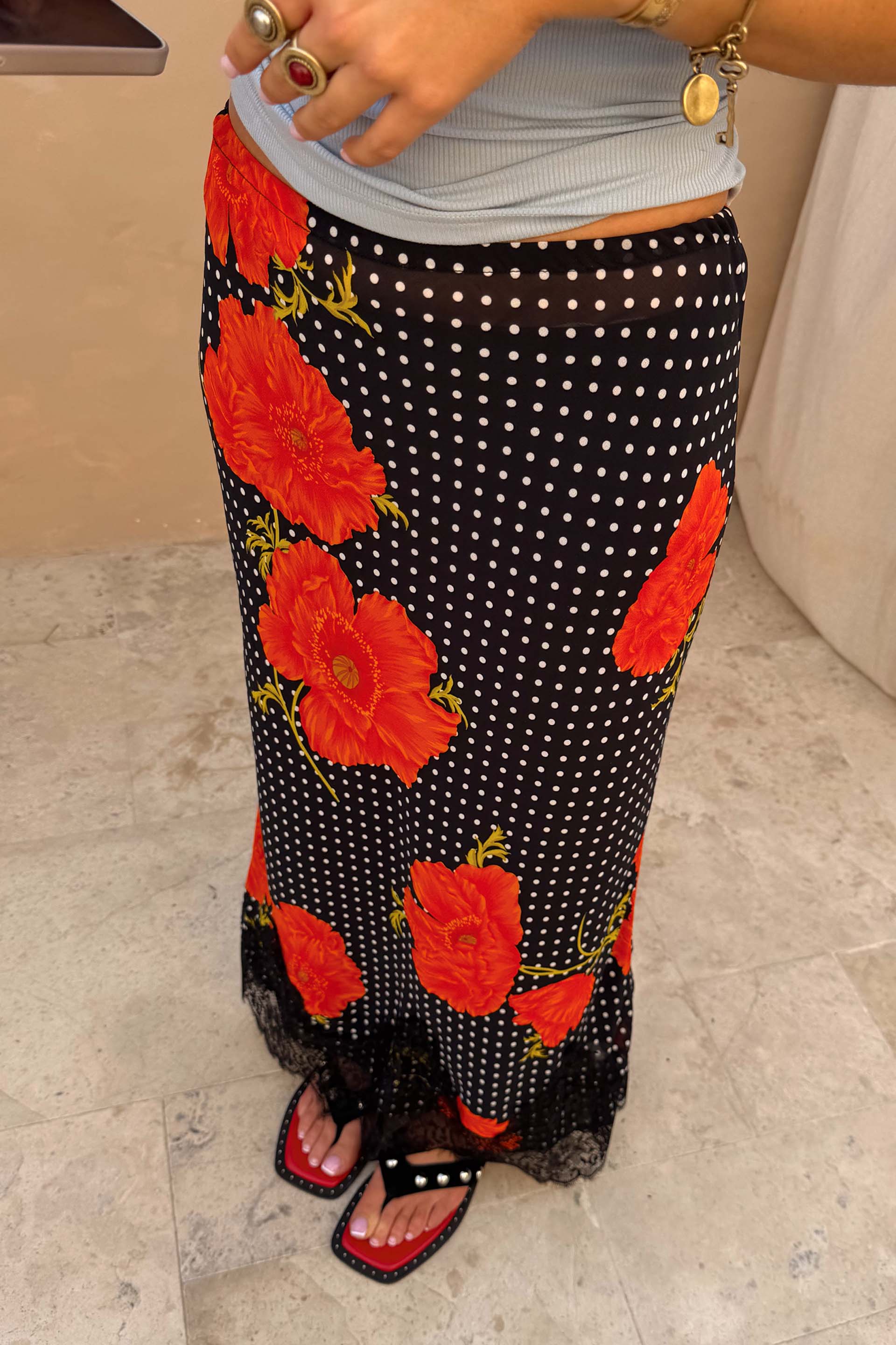 Black Poppy Midi Maeva Skirt - Image 4