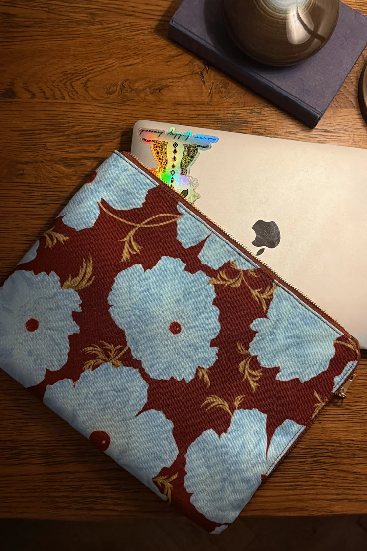 Blue & Burgundy Poppy Laptop Case - Image 3
