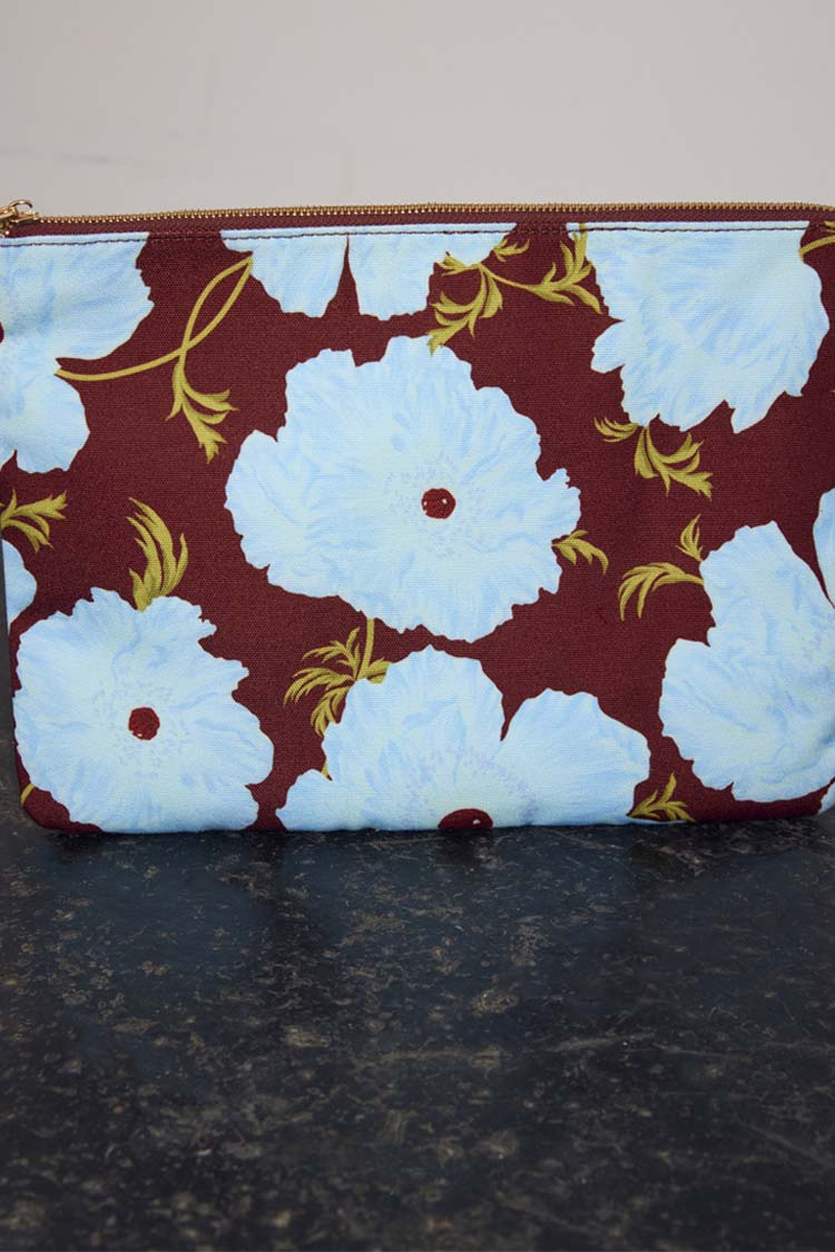 Blue & Burgundy Poppy Laptop Case - Image 4