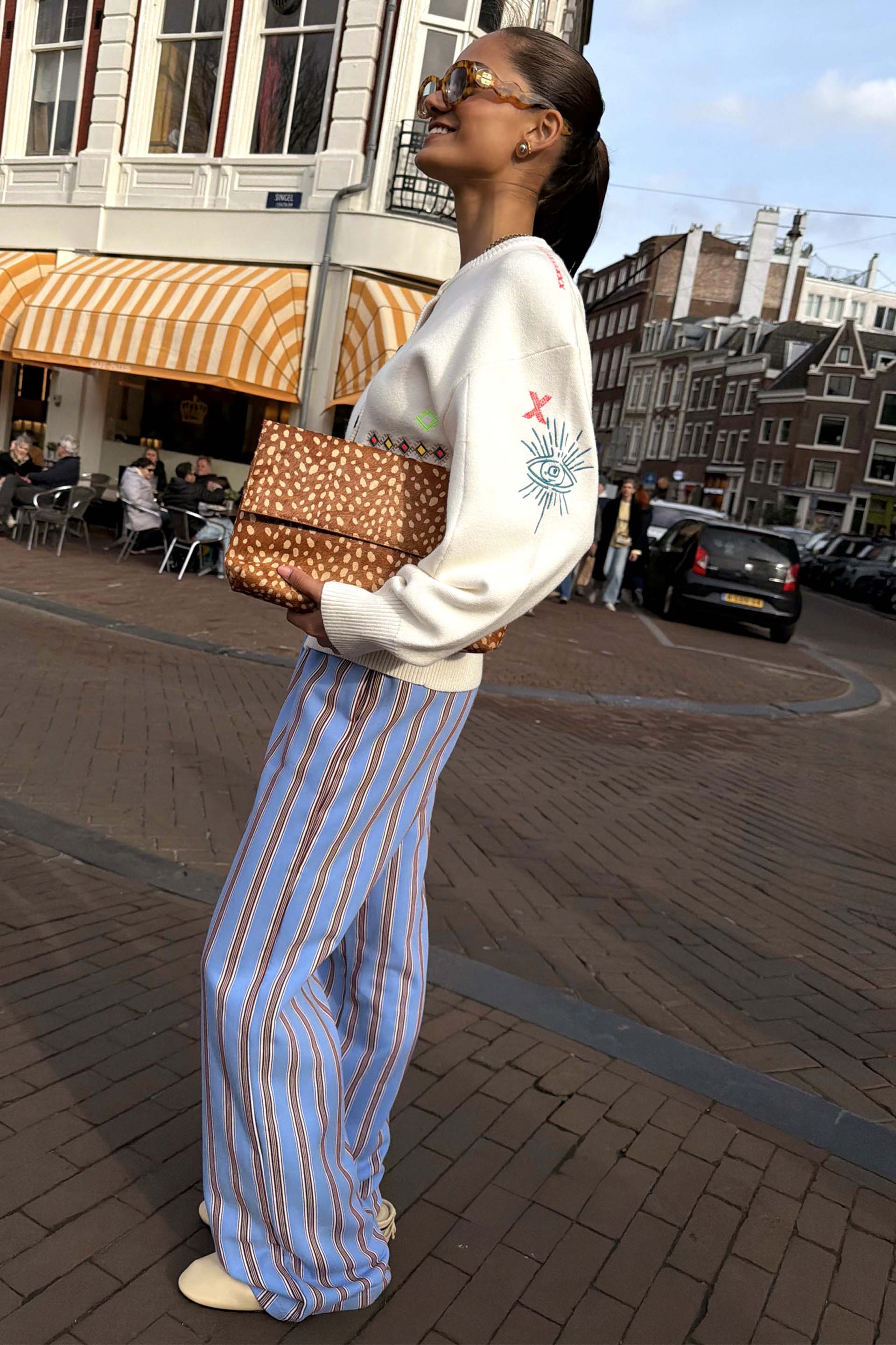 Blue Cotton Stripe Jogger - Image 7