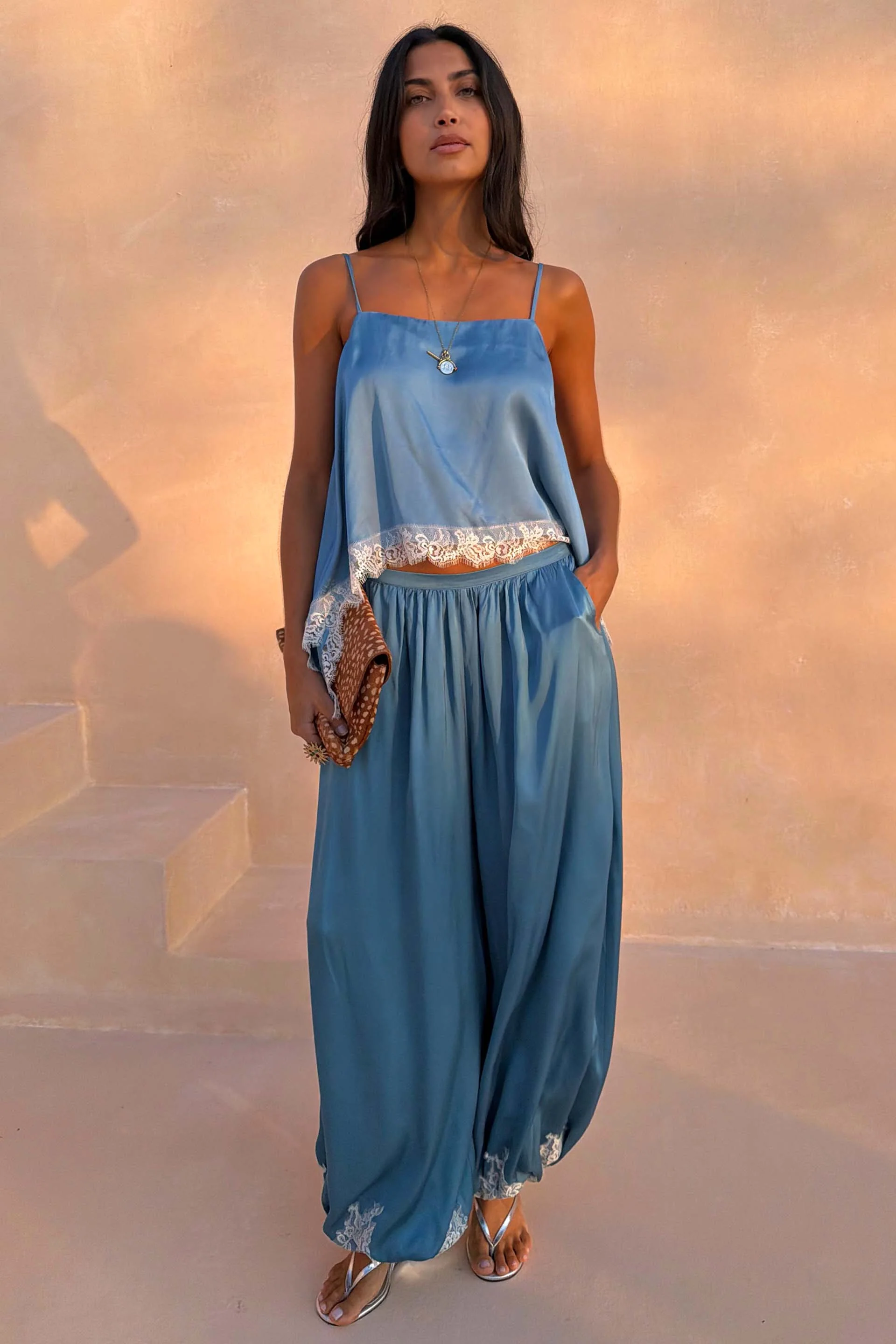 Blue Lace Balloon Trousers - Image 2