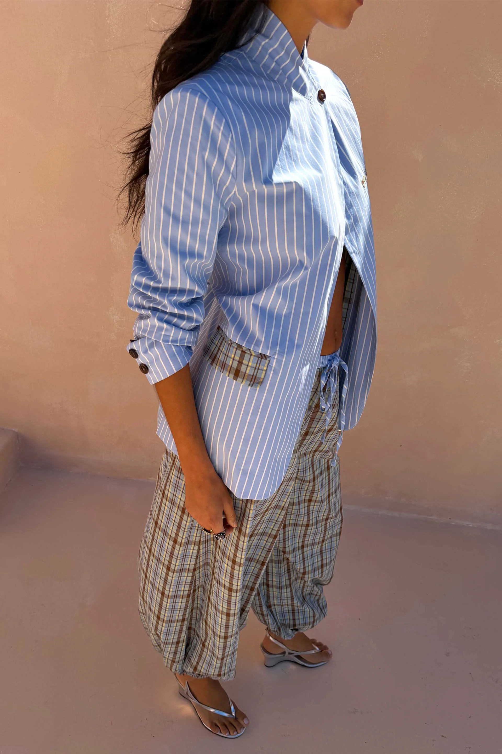 Blue Stripe Foldover Blazer - Image 5