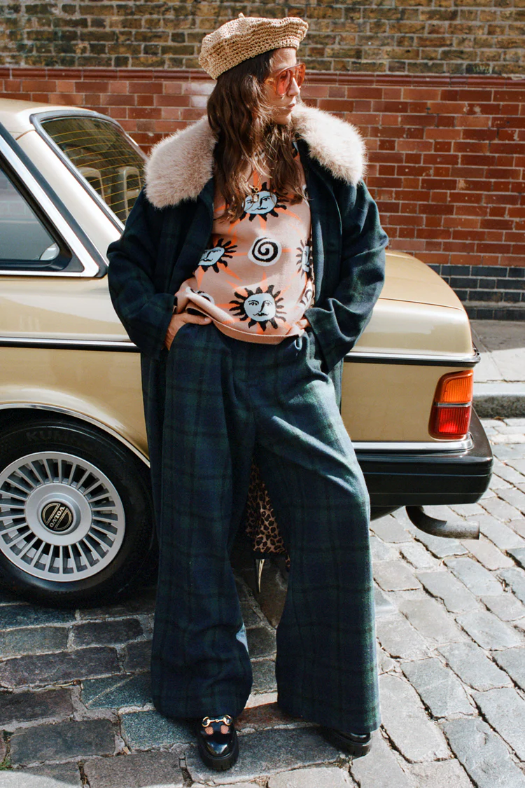 Blue Tartan Sophie Trousers - Image 2