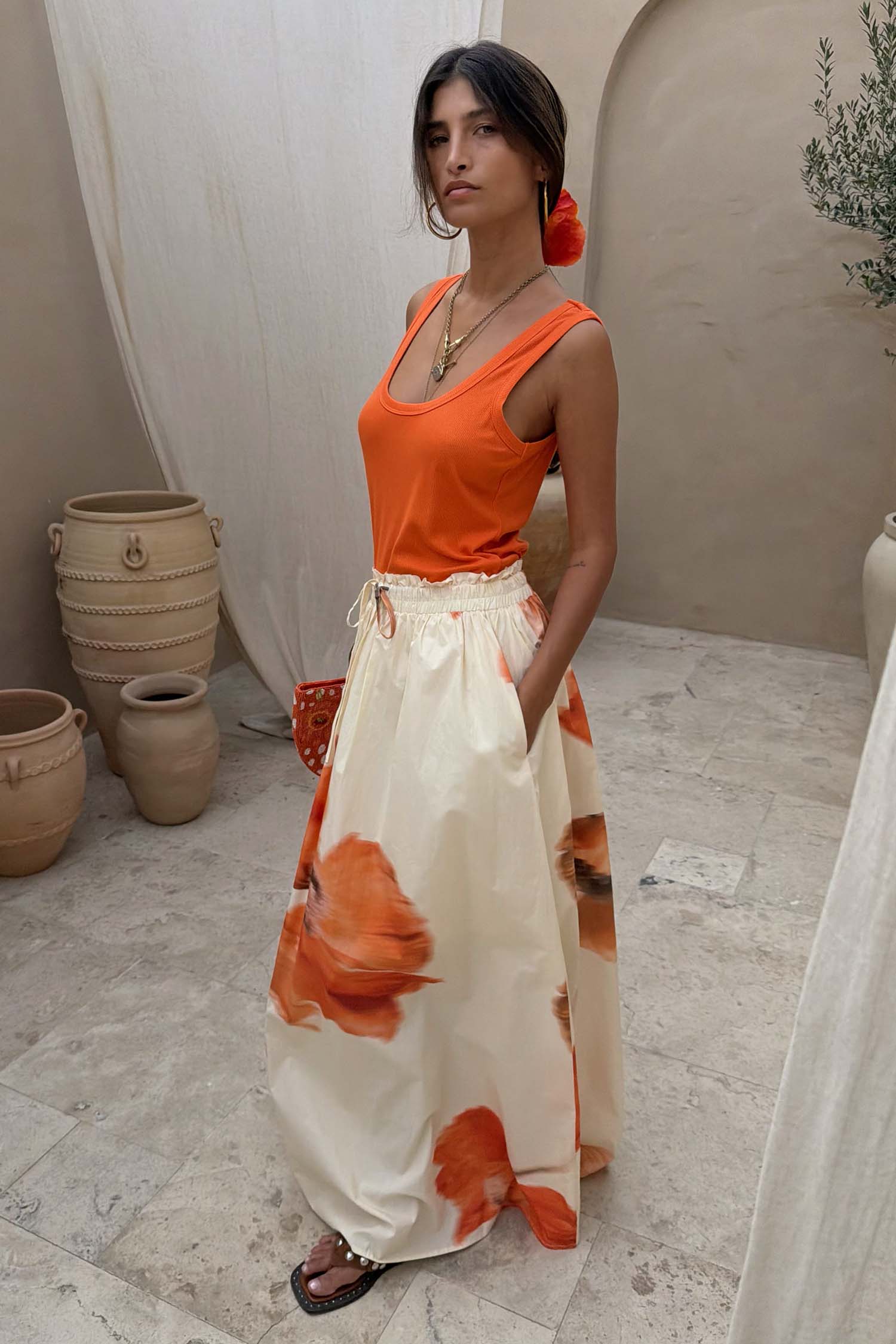 Blurred Floral Midi Skirt - Image 4