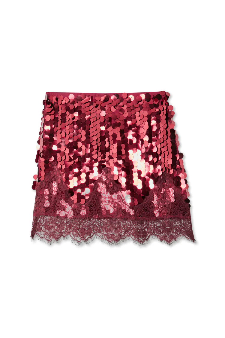 Burgundy Large Sequin Mini Maeva Skirt - Image 11