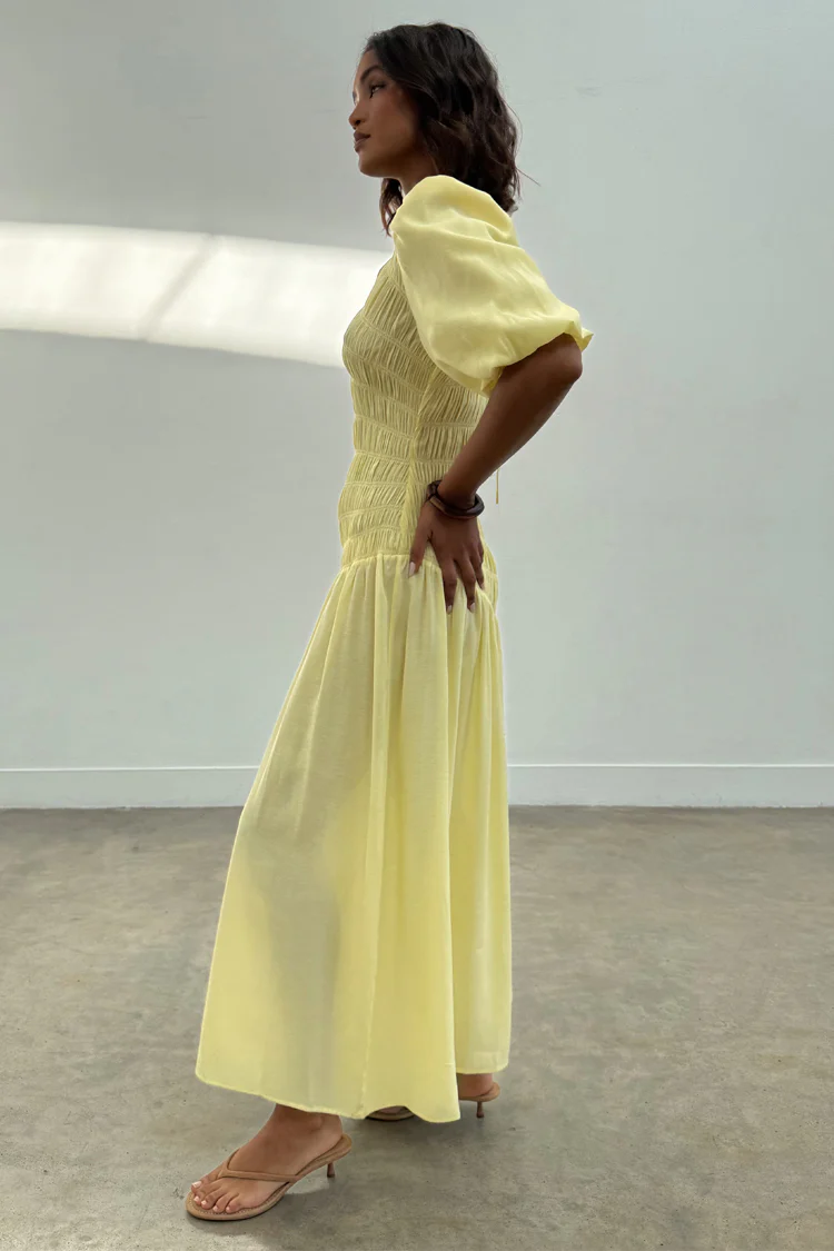 Butter Yellow Shirred Nara Dress - Image 9