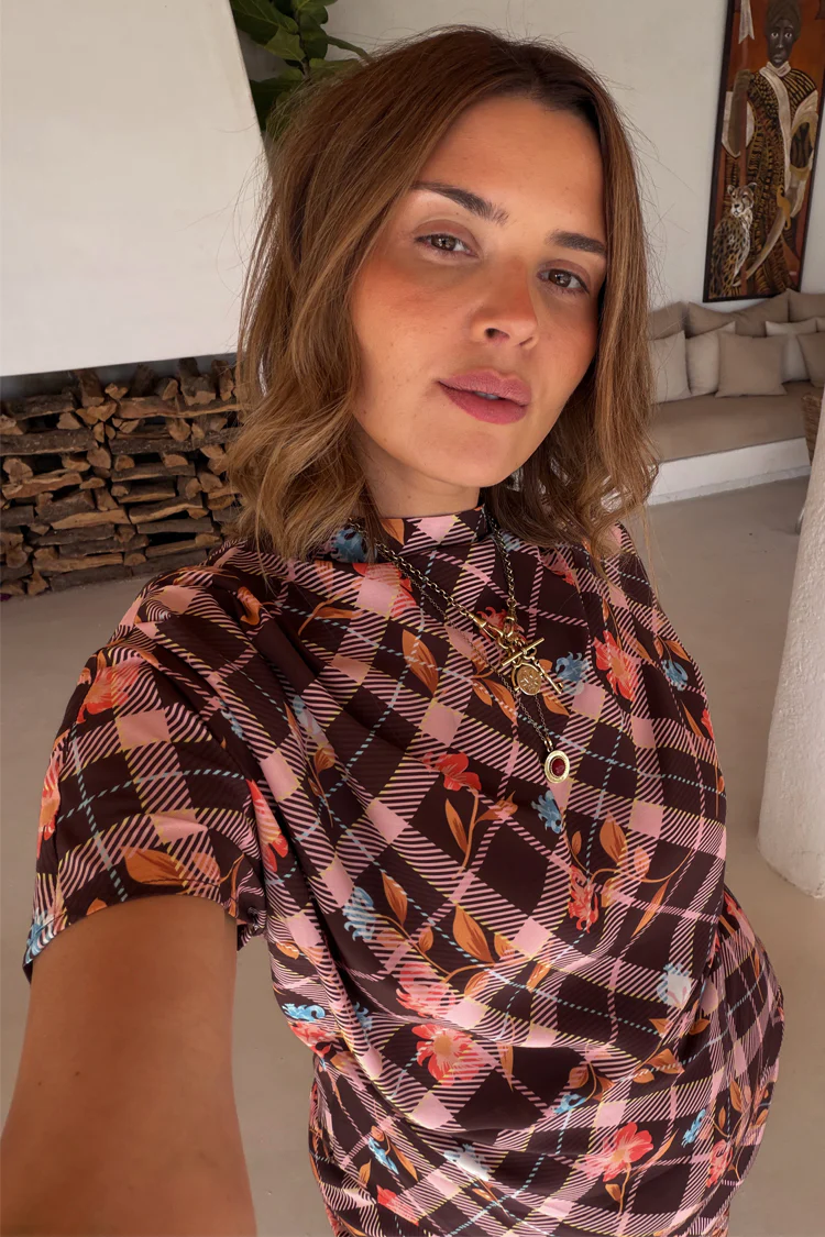Check Floral Top - Image 7