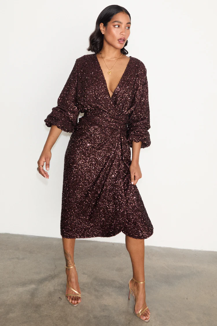 Chocolate Sequin Vienna Dress - Image 3