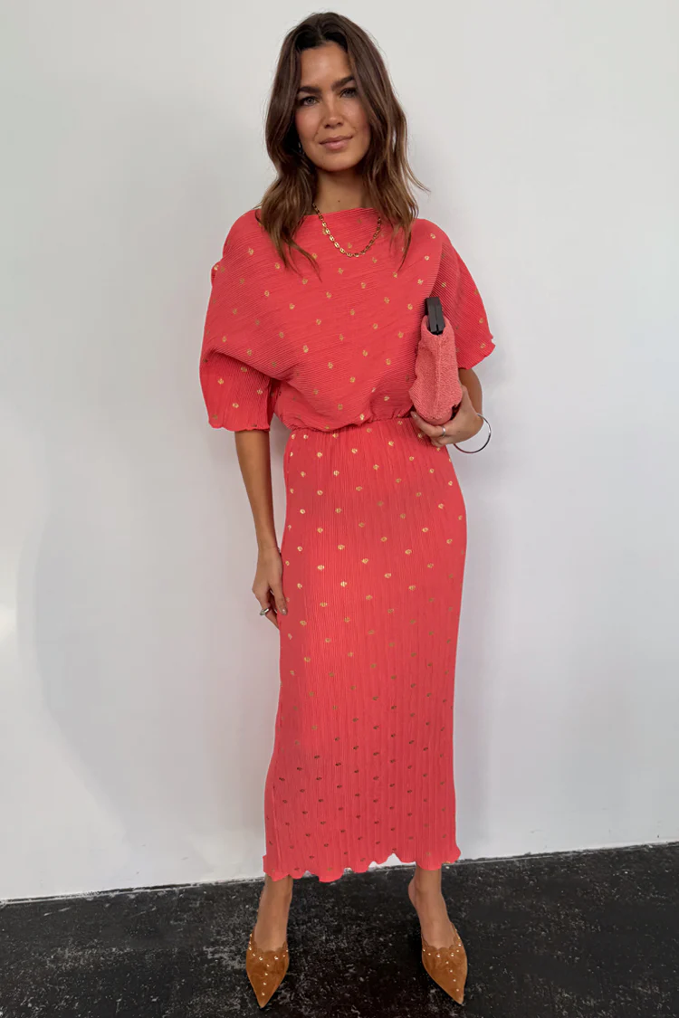 Coral Plisse Tilly Dress - Image 3