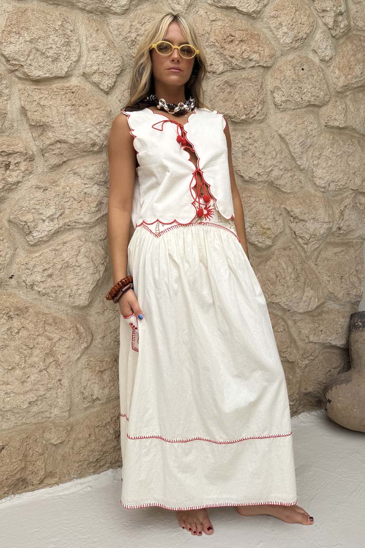 Cream and Red Pollenca Skirt - Image 6