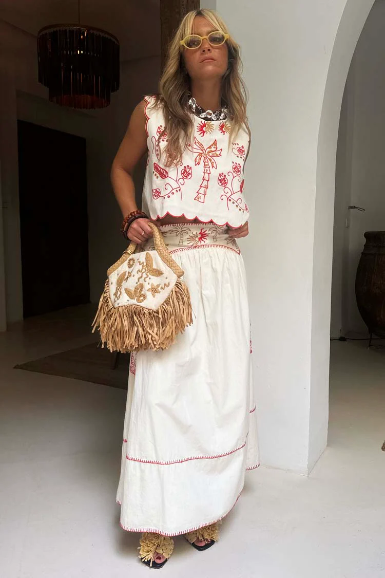 Cream and Red Pollenca Skirt - Image 7