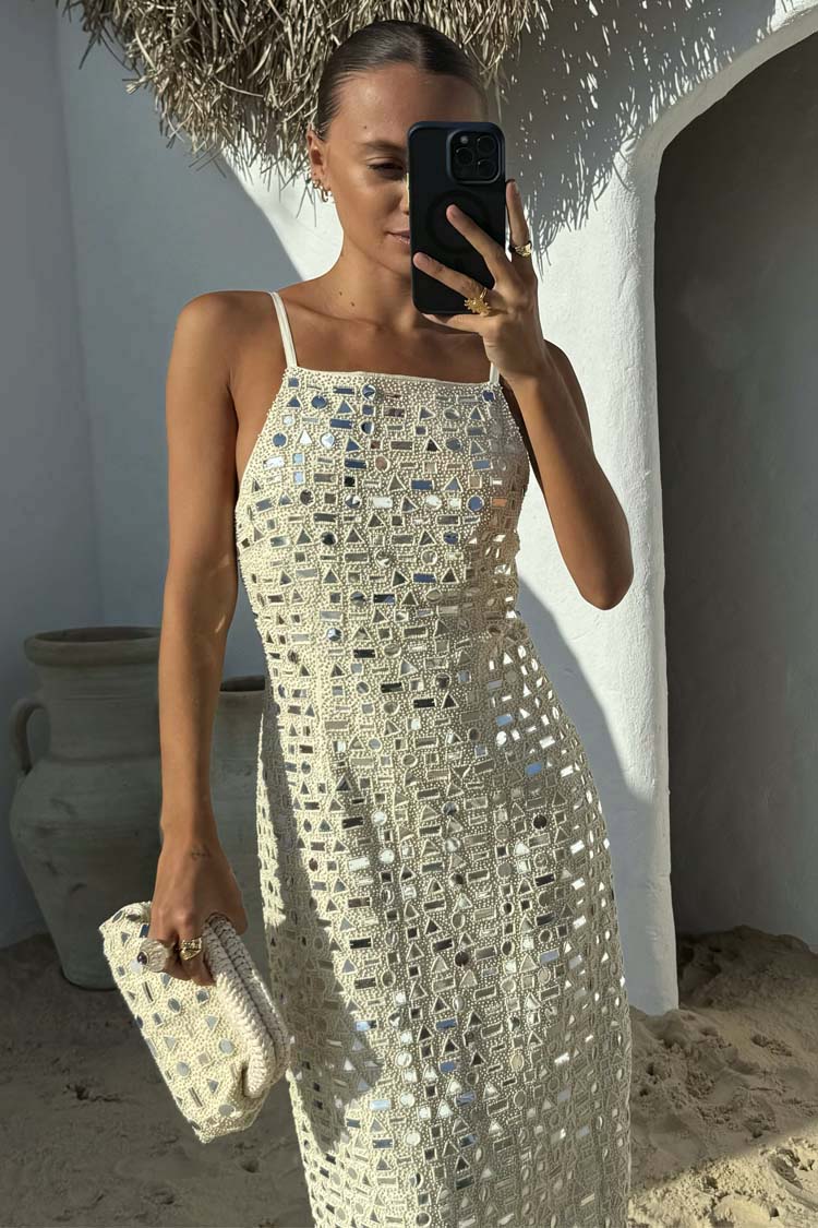 Cream Mirror Taliah Midi Dress - Image 11