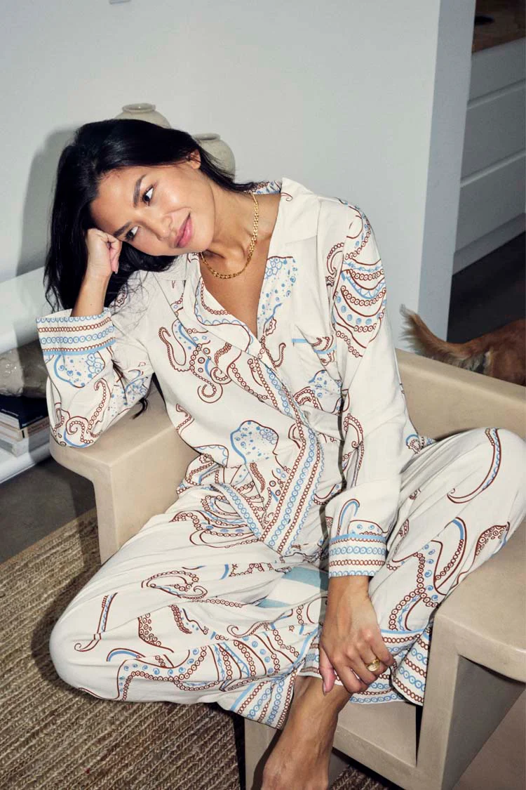 Cream Octopus Button Through Pyjamas - Image 10