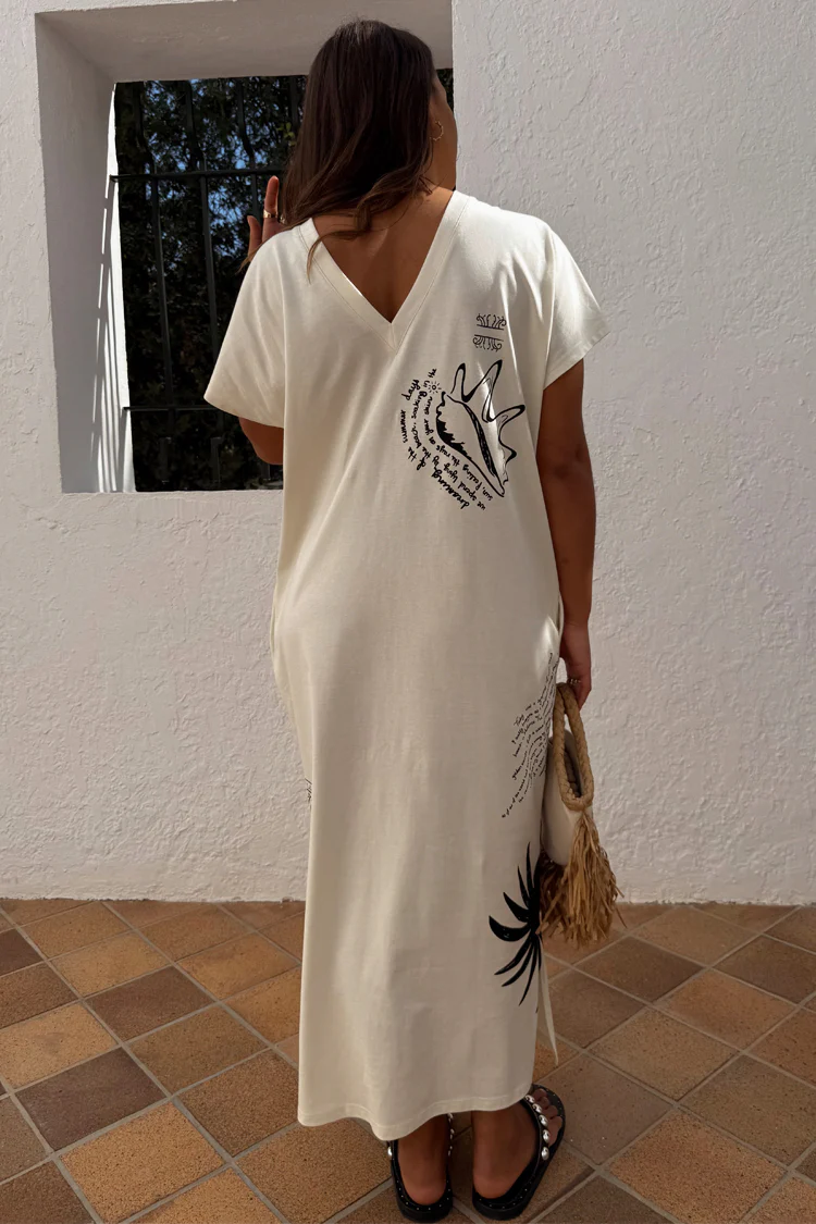 Cream Palma T Shirt Dress - Image 10