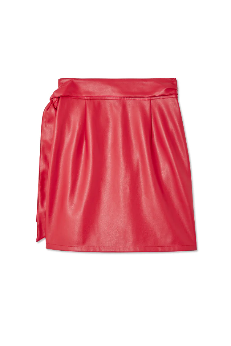 Deep Red Vegan Leather Mini Jaspre Skirt Petite - Image 8