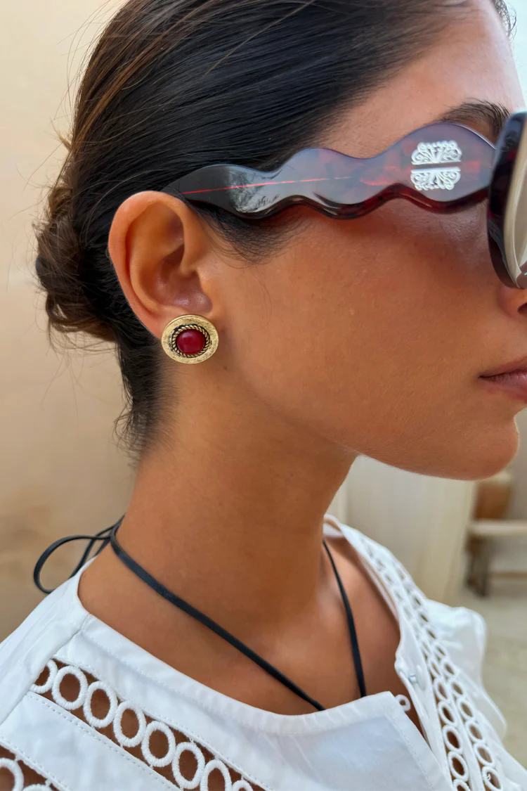 Deloris Red Circle Earrings - Image 4