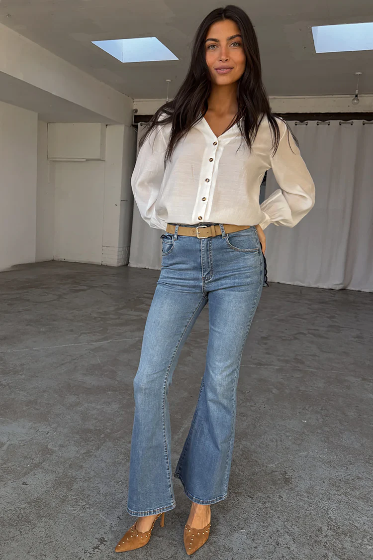 Denim Flare Scallop Jean - Image 5