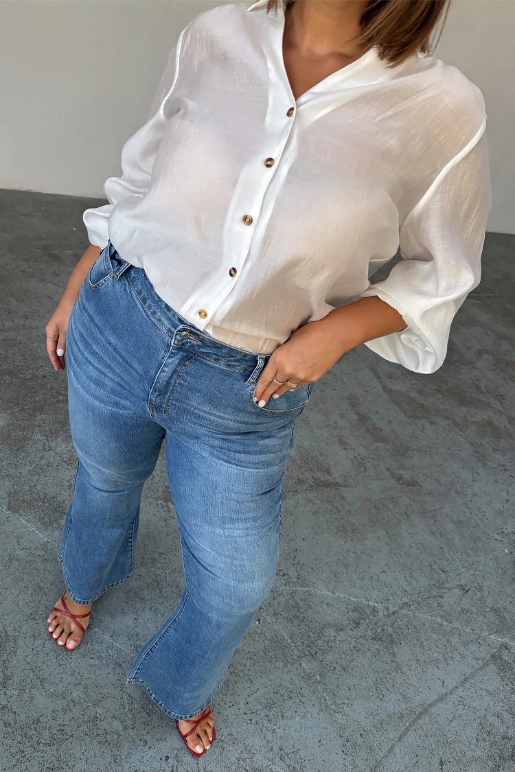 Denim Flare Scallop Jean - Image 7