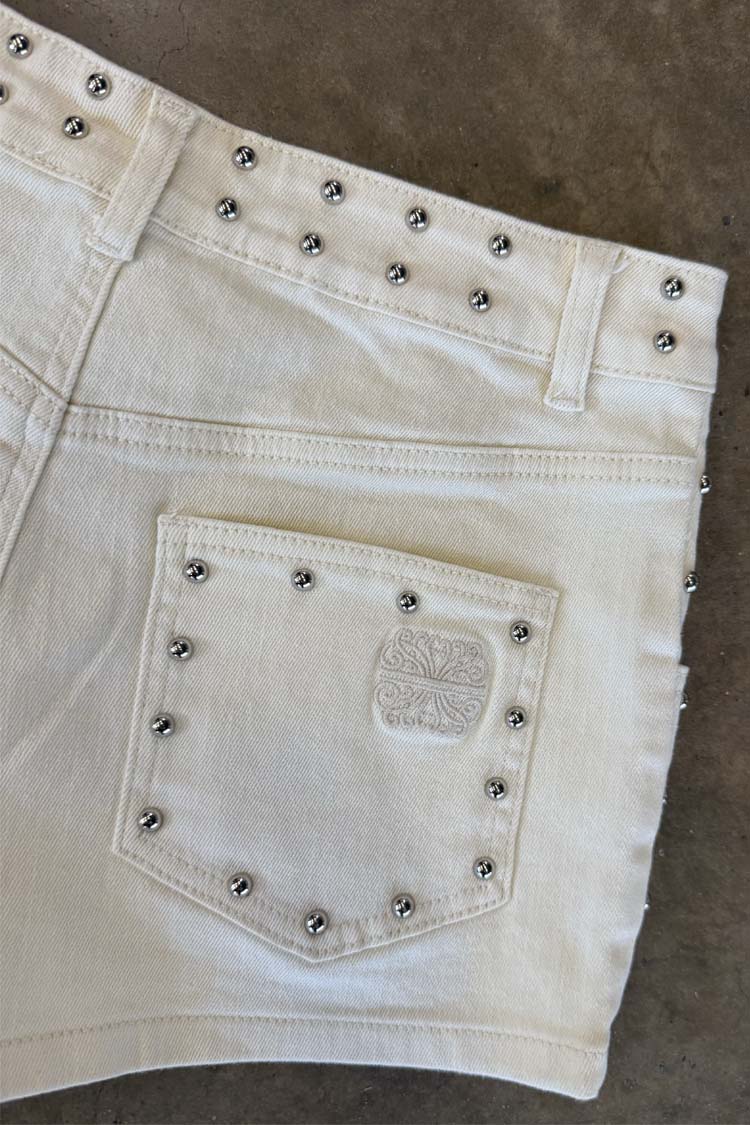 Ecru Studded Hot Pant - Image 6