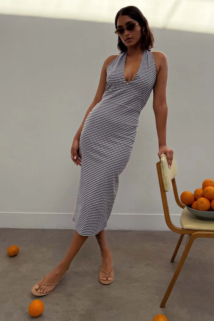 Gingham Halterneck Dress - Image 2