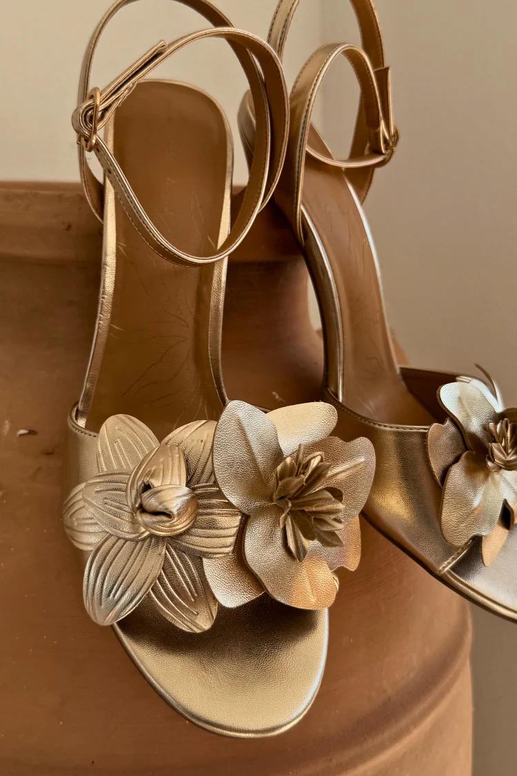 Gold Metallic Flower Heel - Image 8
