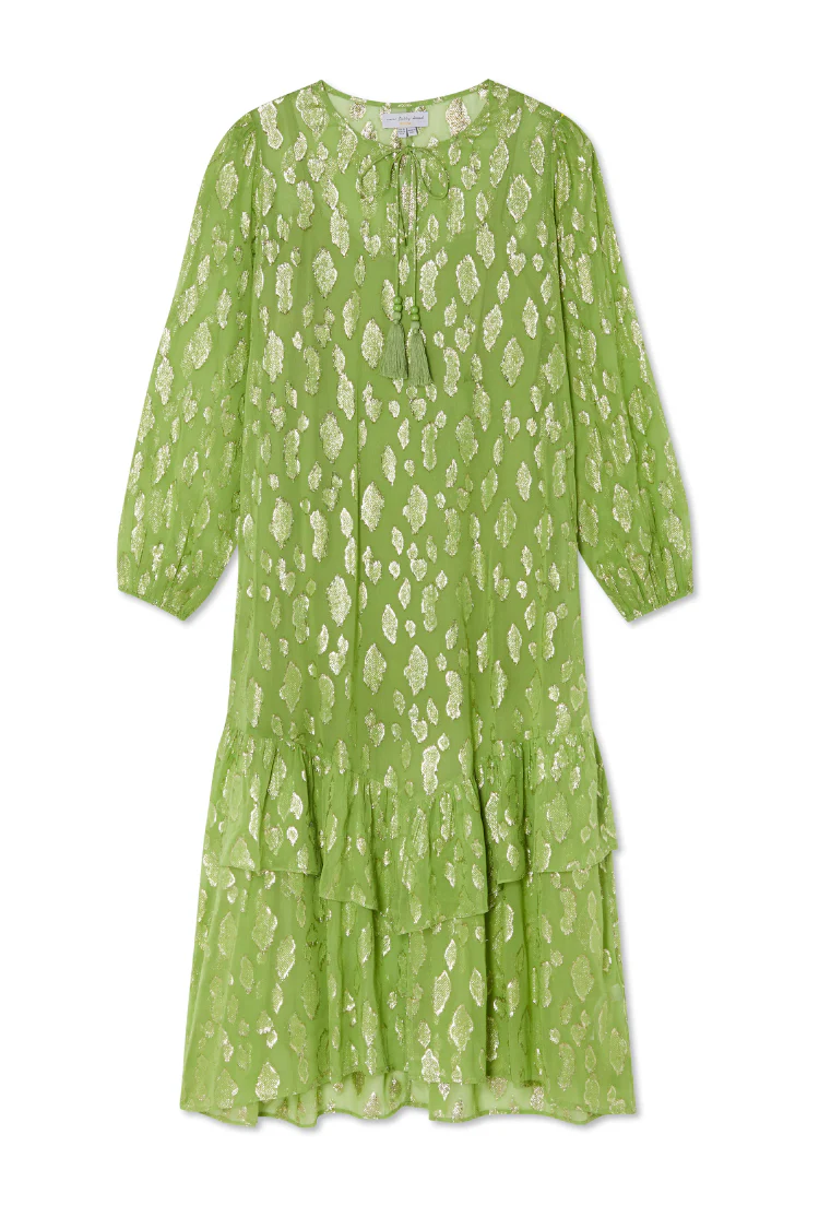 Green Jacquard Harmony Dress - Image 10