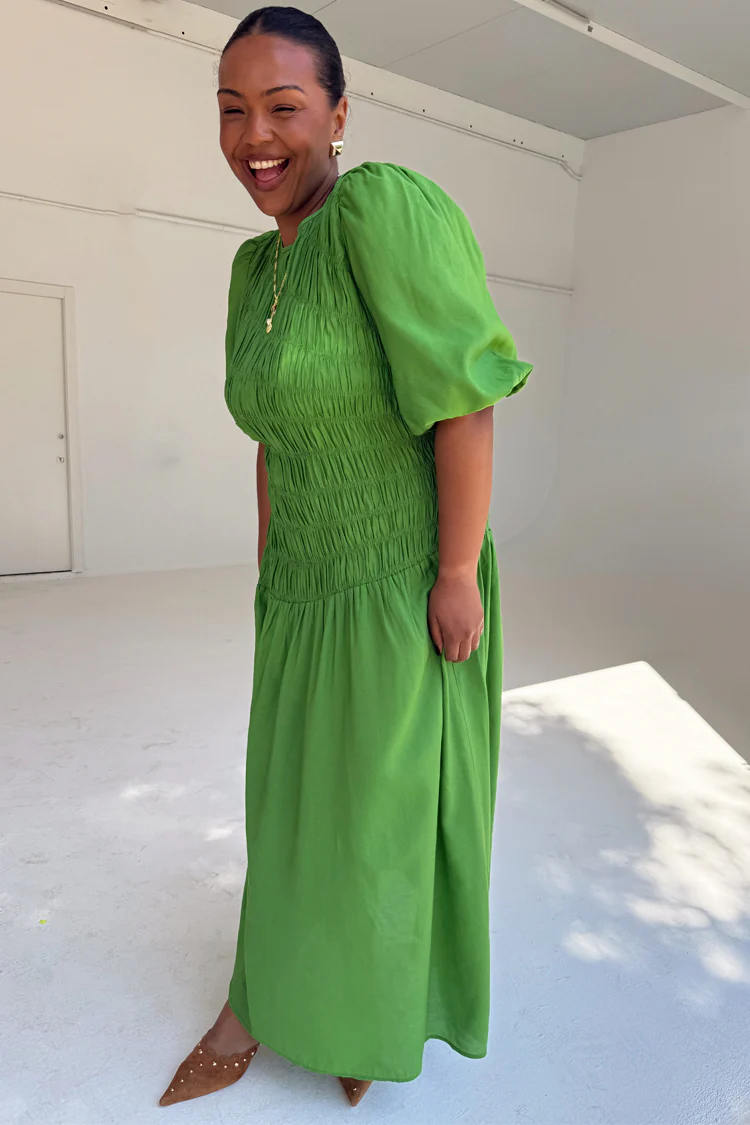 Green Shirred Nara Dress - Image 7