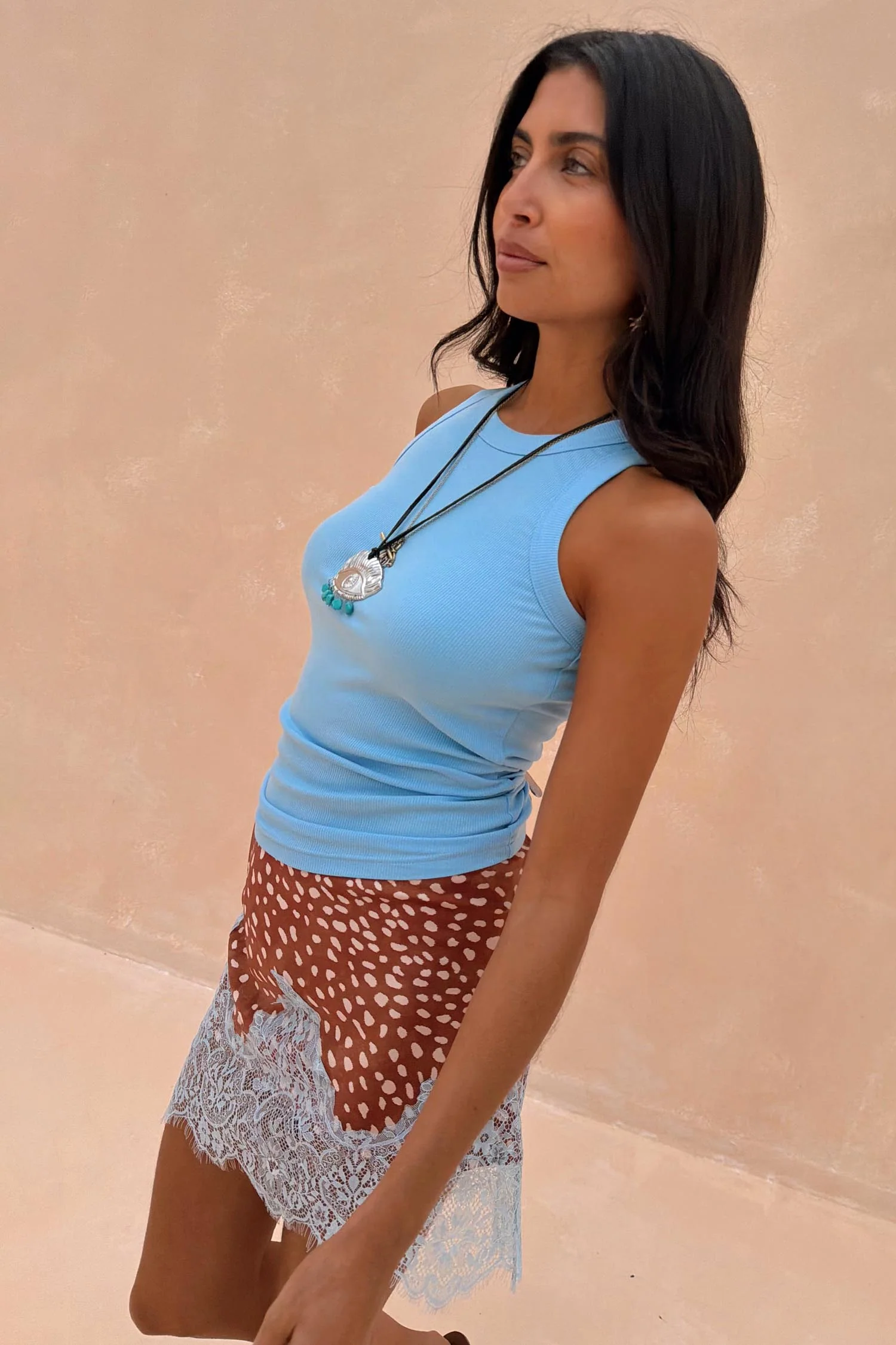 Ice Blue Ribbed Tank Top - Image 4
