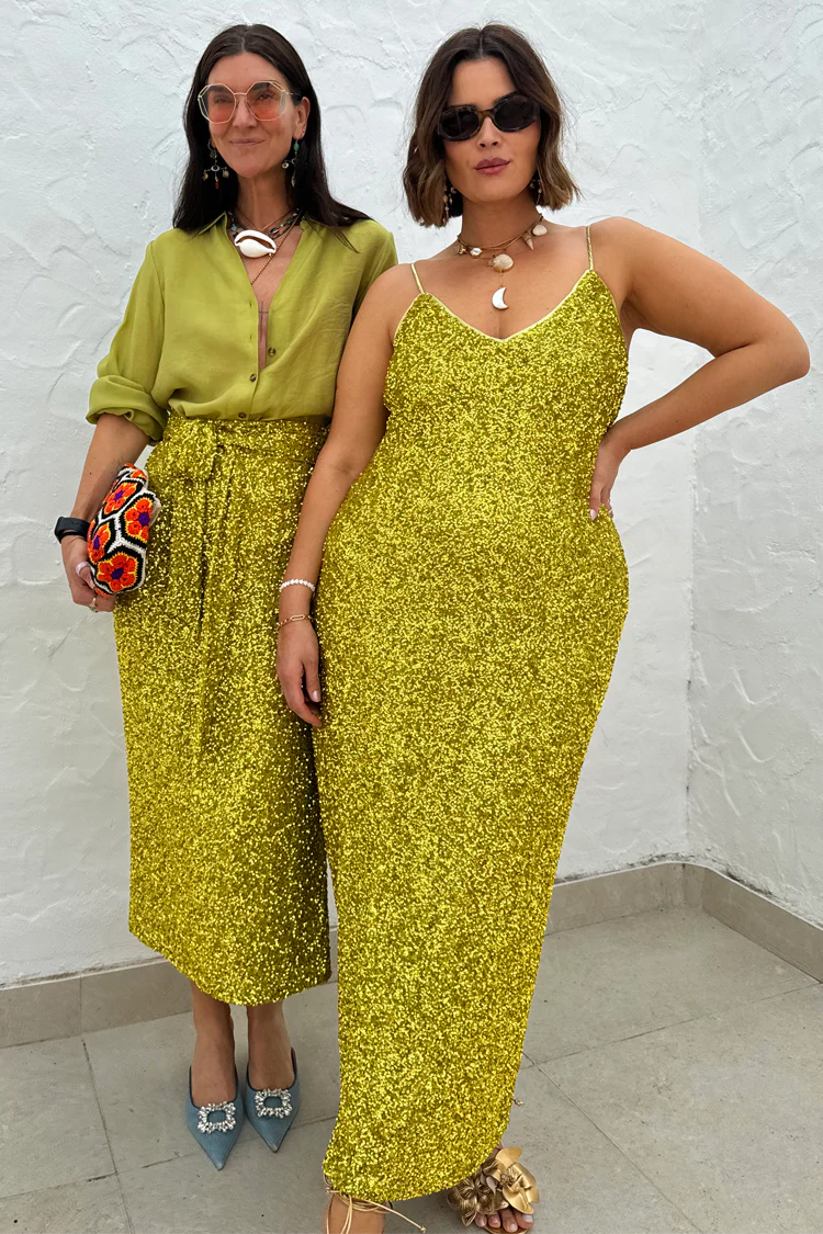 Lime Sequin Slip Dress - Image 7