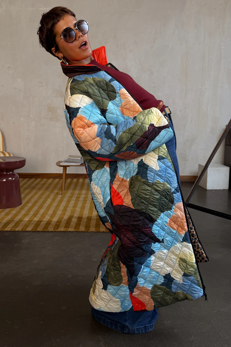 Navy Abstract Coat - Image 10