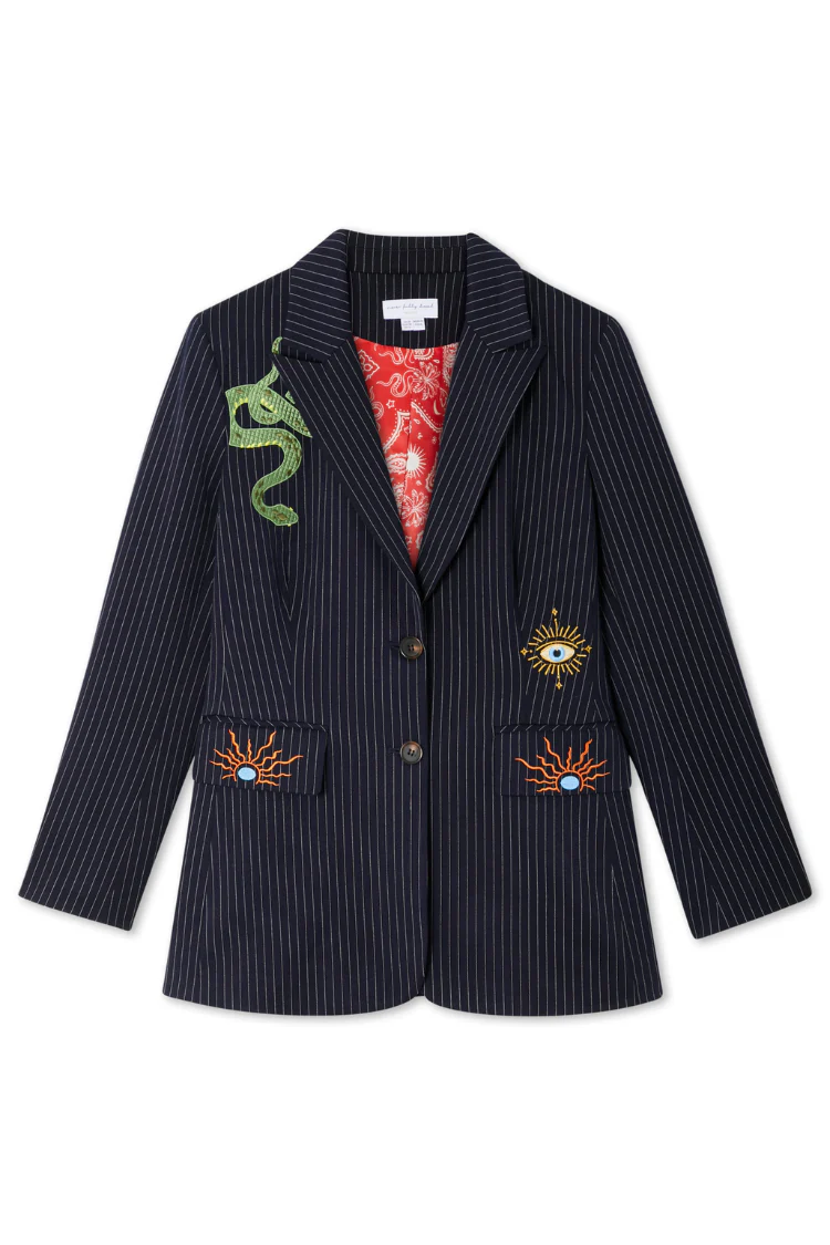 Navy Pinstripe Taylor Blazer - Image 14