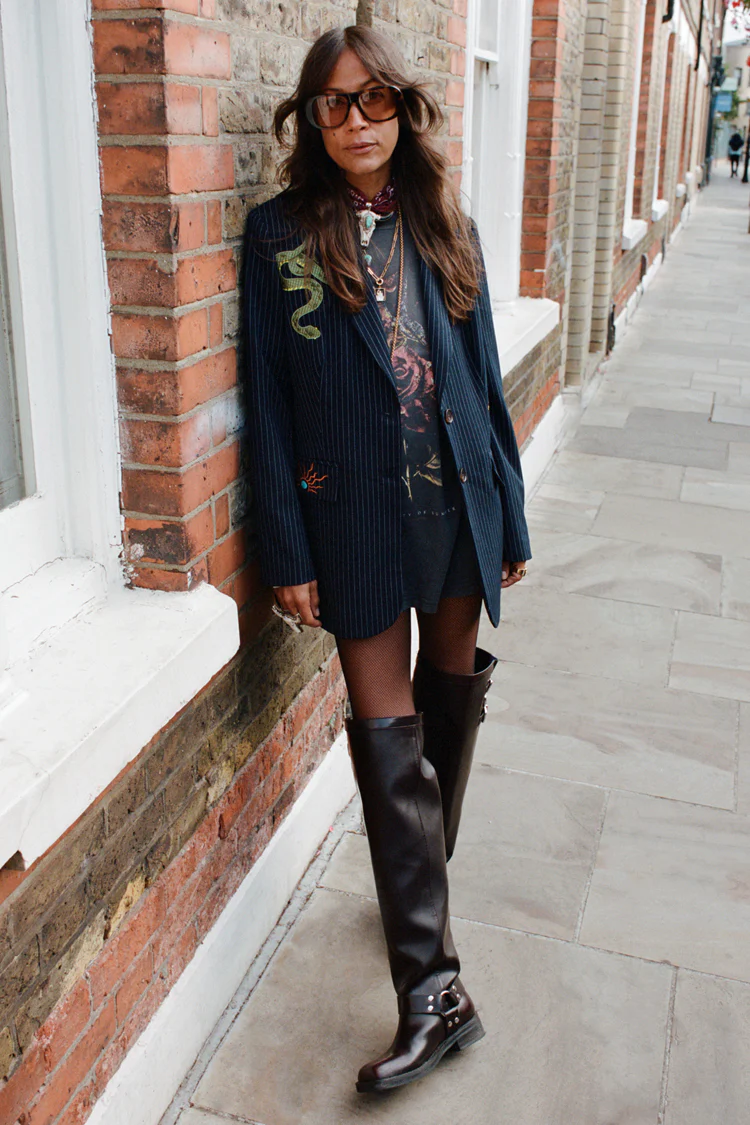 Navy Pinstripe Taylor Blazer Petite - Image 5
