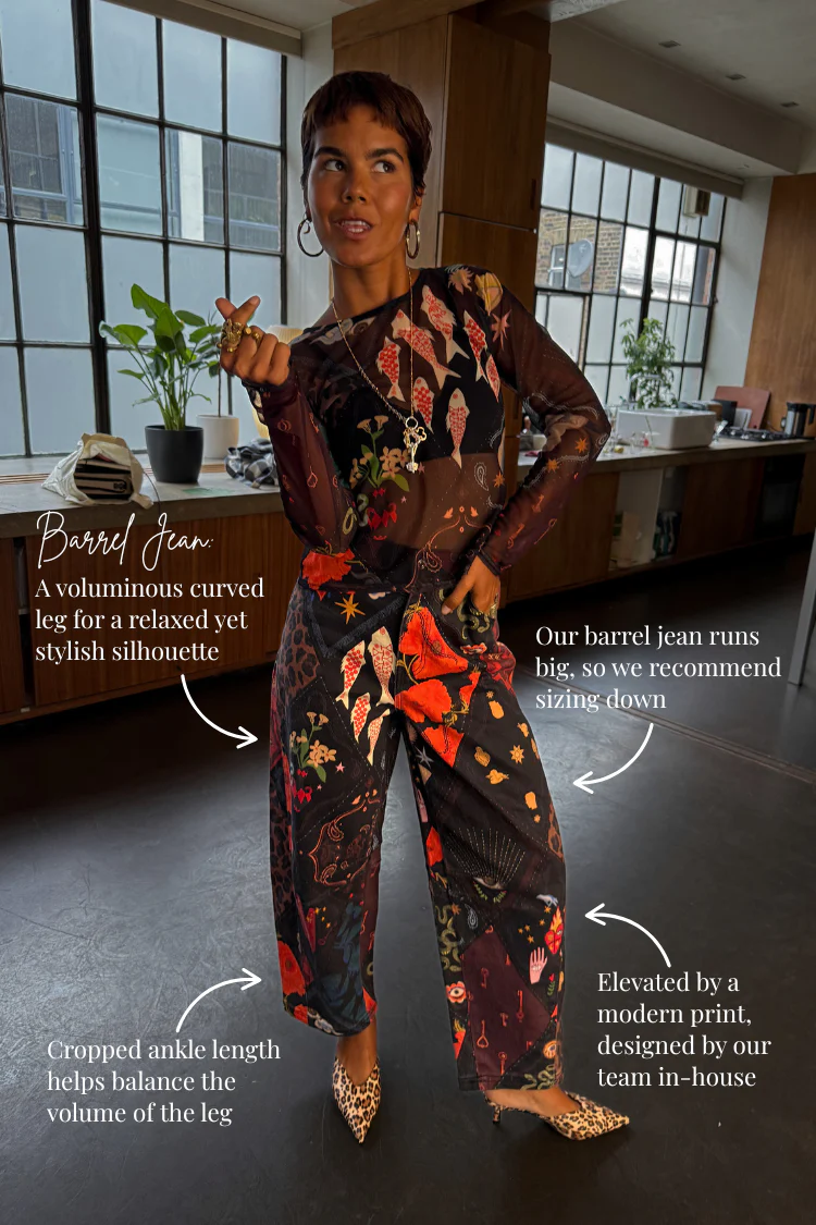 Night Garden Barrel Jeans - Image 3