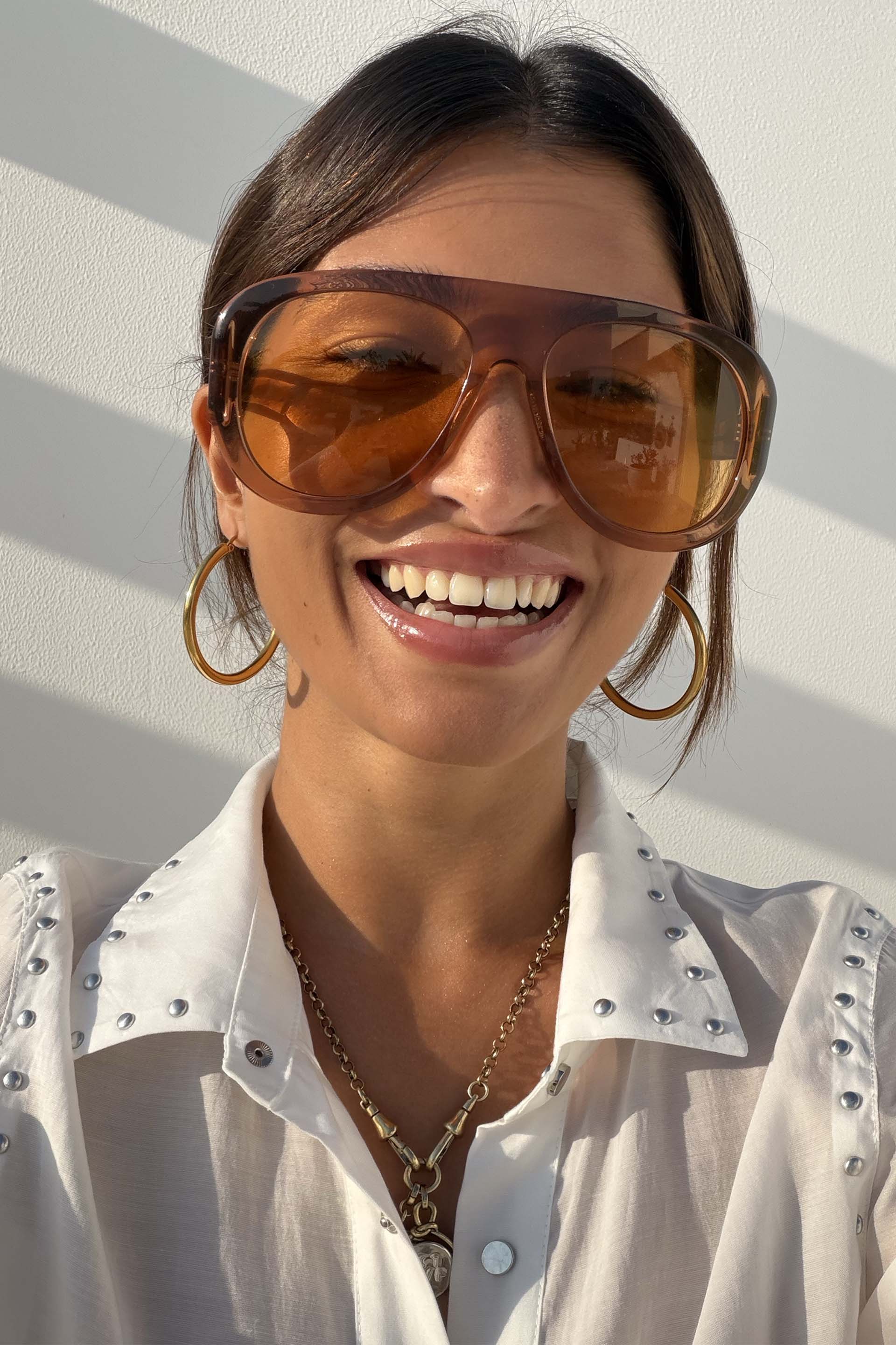 Orange Acetate Visor Sunglasses - Image 5