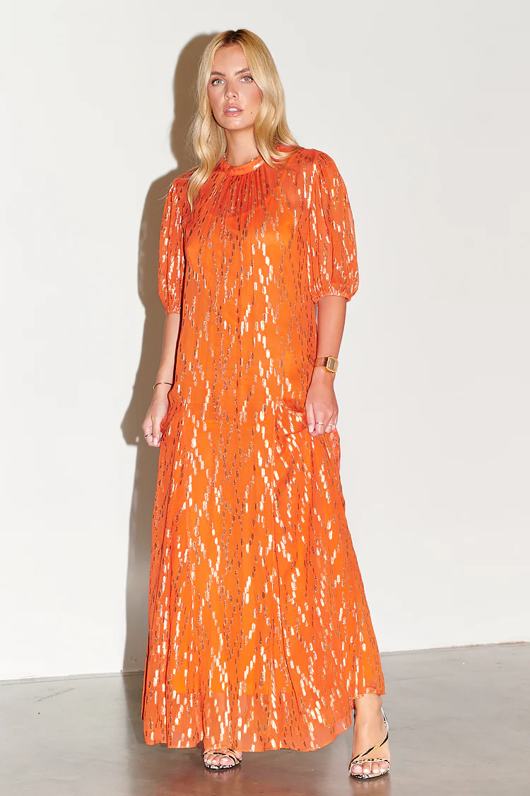 Orange Jacquard Bibi Dress - Image 9
