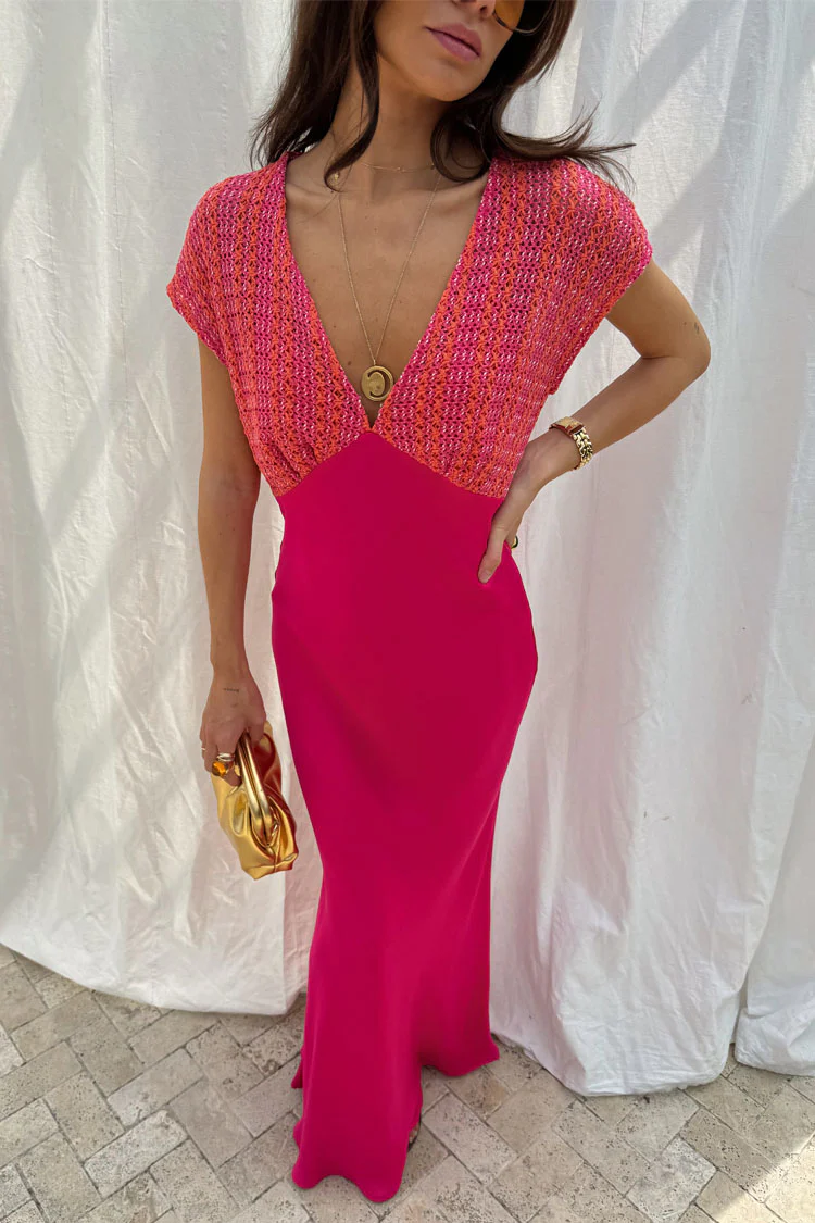 Pink and Red Crochet Elodie Dress - Image 2
