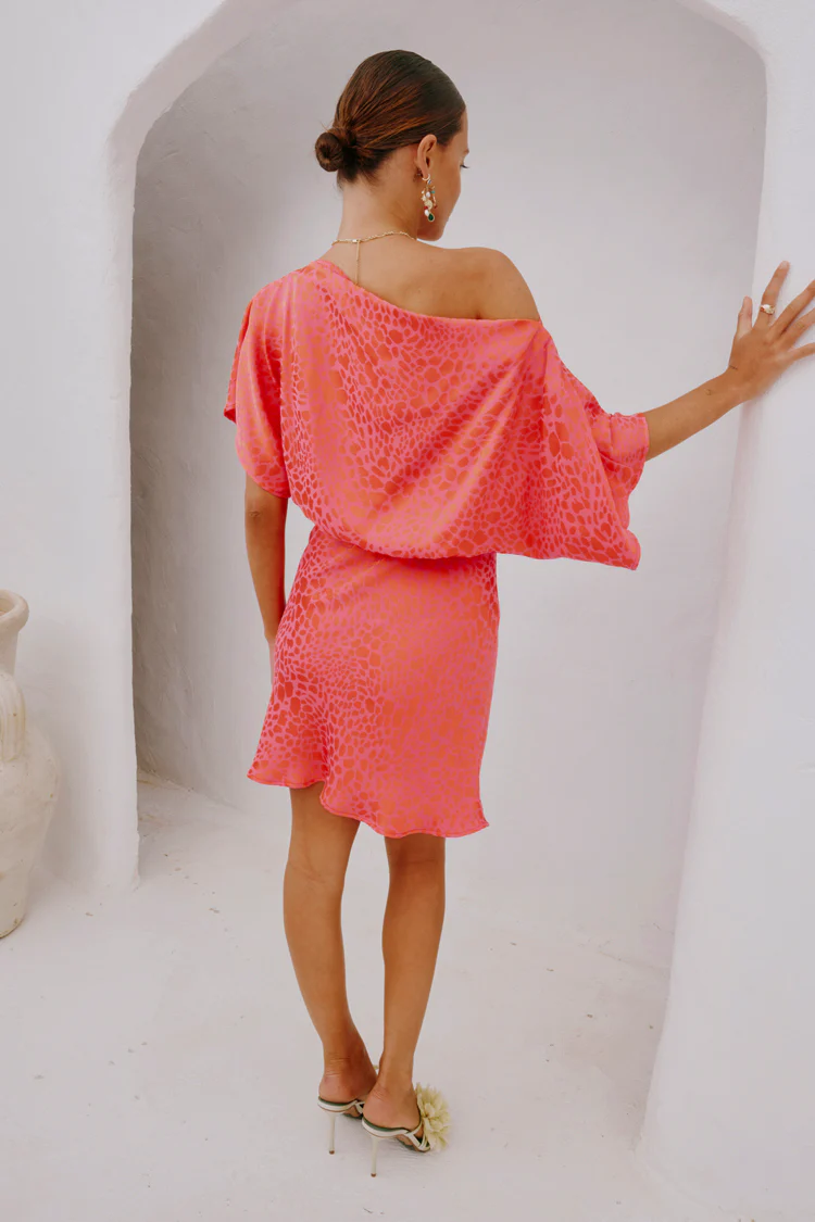 Pink Animal Jacquard Mini Tilly Dress - Image 7