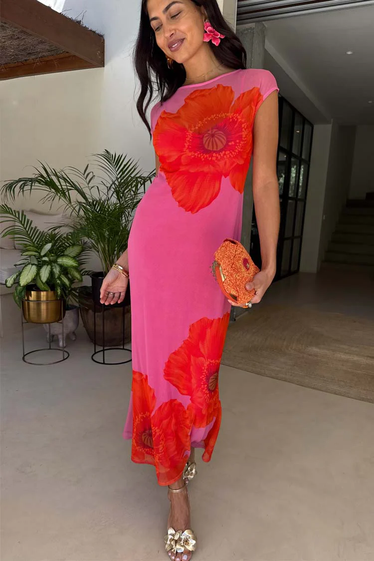 Pink Poppy Sleeveless Mesh Dress - Image 7