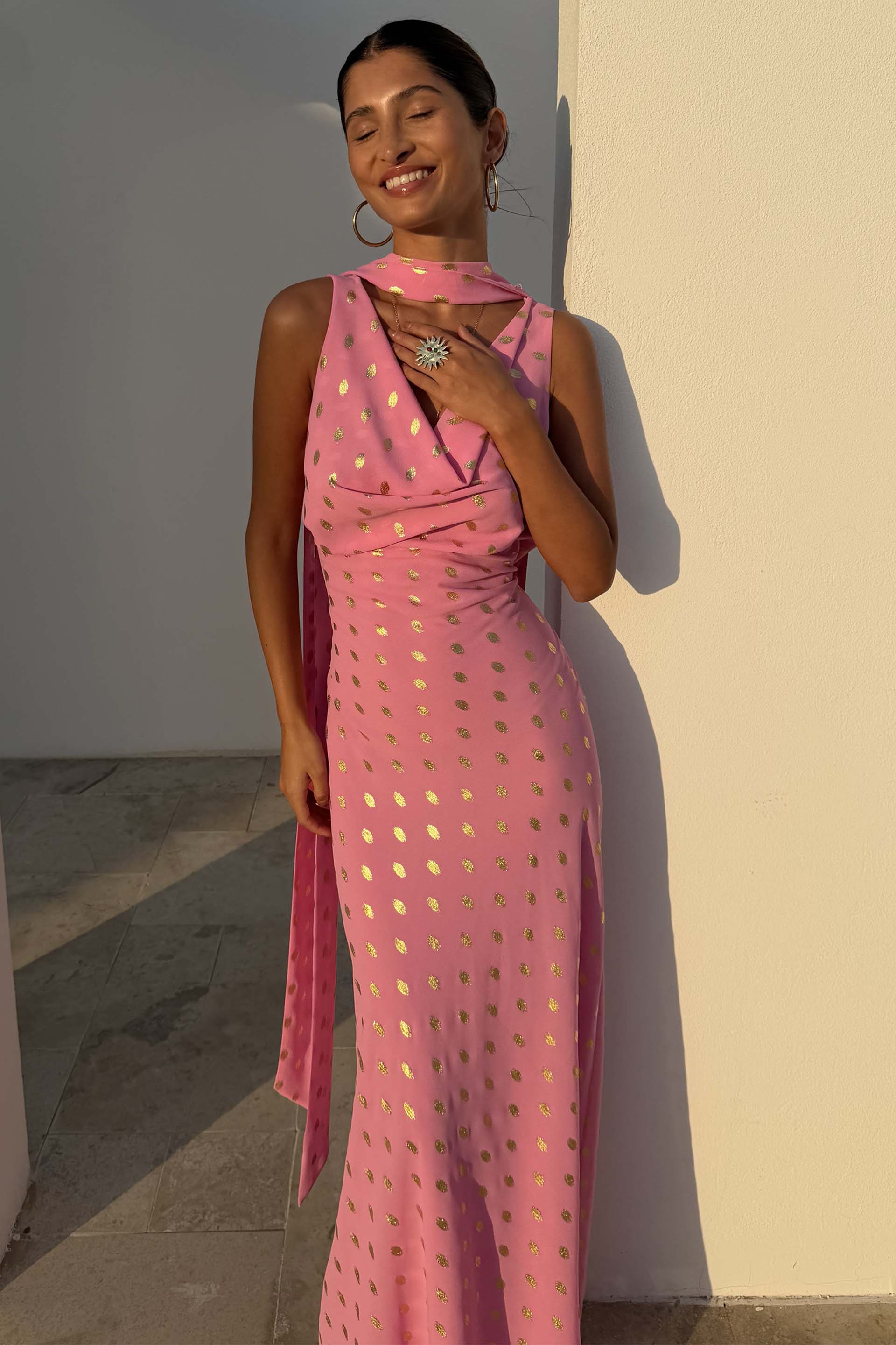 Pink Sophie Dress with Gold Fleck - Image 11
