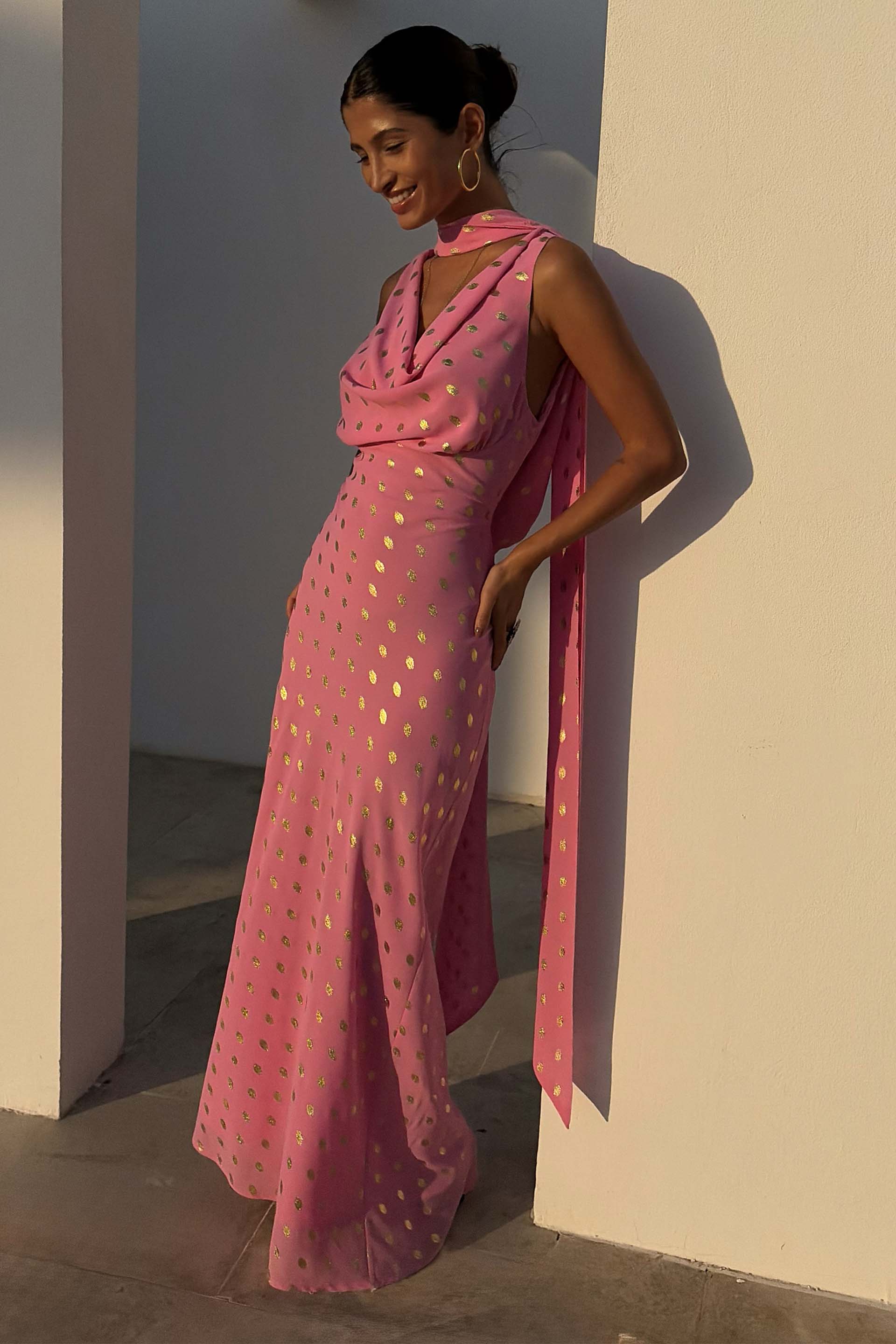 Pink Sophie Dress with Gold Fleck - Image 2