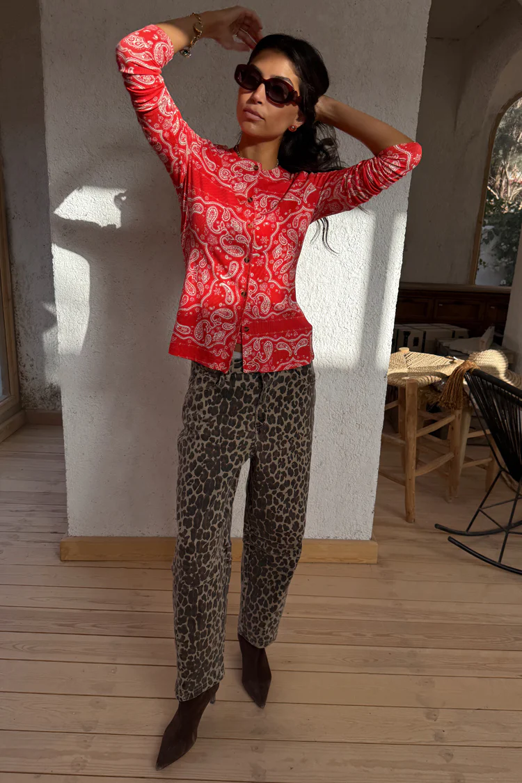 Red Bandana Alexa Cardigan - Image 10