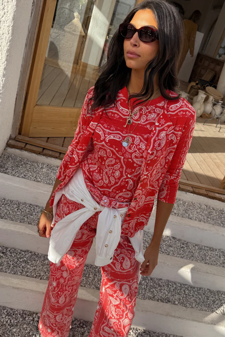 Red Bandana Rib Jersey Top - Image 4